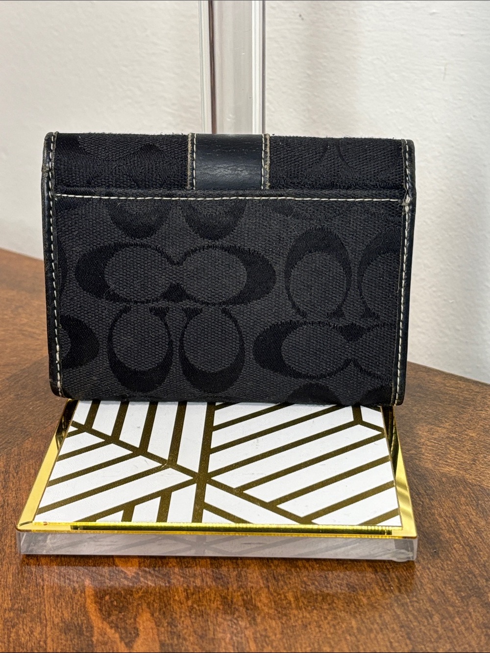🔥Coach Black Signature Jacquard & Smooth Leather Wallet - Picture 4 of 14